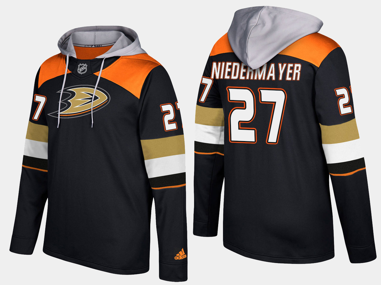 Men NHL Anaheim ducks retired #27 scott niedermayer black hoodie